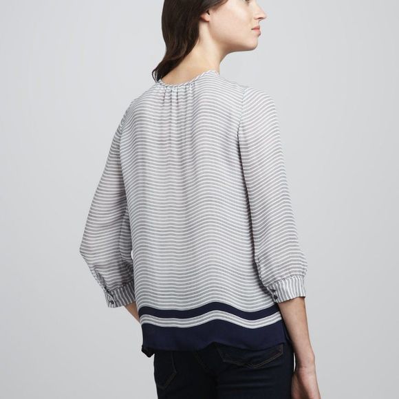 𝅺Joie Modine Striped Pintuck Blouse Silk - Picture 2 of 11